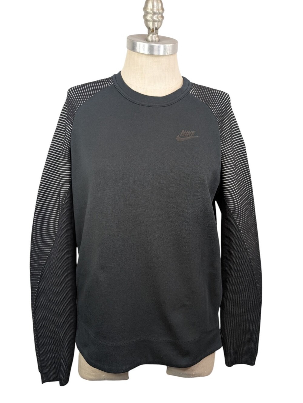 Nike Tech Knit Fleece Side-Zip Crewneck Sweatshirt Black M